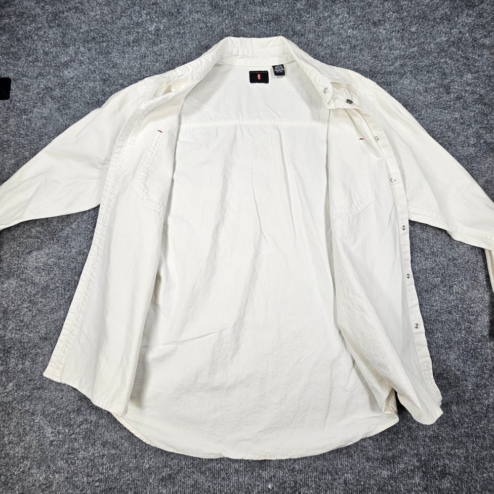 Vintage 90s Levi's Red Tab White Denim Shirt Womens Medium Oversized Unisex 1998